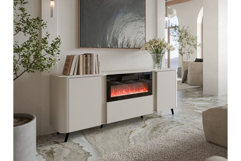 Clement Byrå 200 cm - Beige - Products - Inredning - Kaminer - Kamin utan skorsten - Elkamin