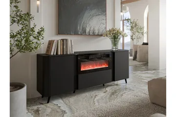 Clement Byrå 200 cm - Svart - Products - Inredning - Kaminer - Kamin utan skorsten - Elkamin