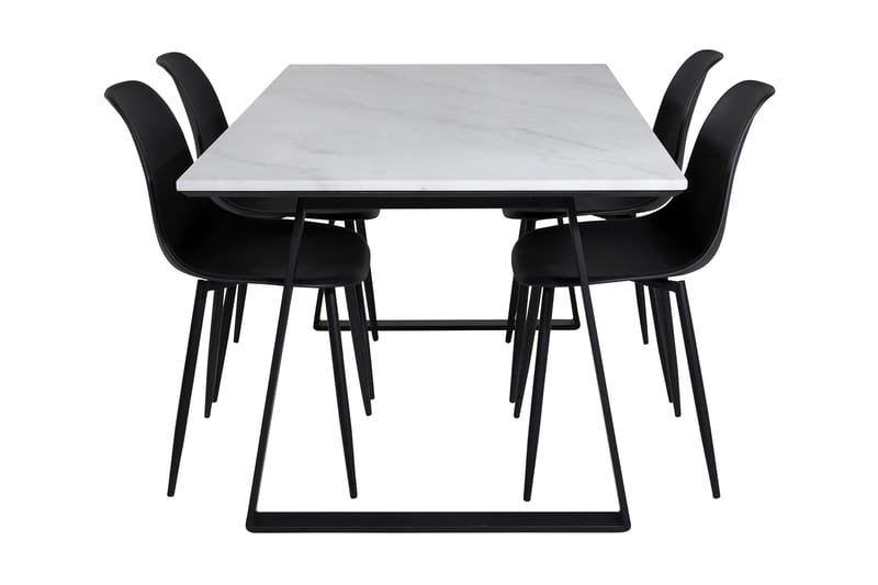 Admira Matgrupp 140 cm inkl 4 Ypas Stolar - Marmor/Vit/Svart - Products - Möbler - Bord & matgrupp - Matgrupp