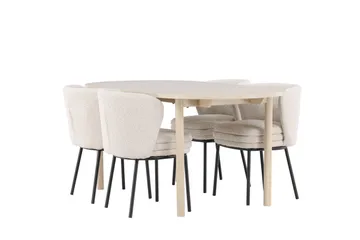 Andy Matgrupp 180 cm Oval med 4 Agnes stolar - Whitewash/Vit - Products - Möbler - Bord & matgrupp - Matgrupp