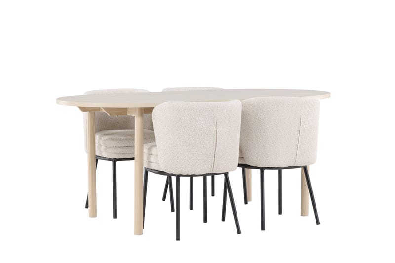 Andy Matgrupp 180 cm Oval med 4 Agnes stolar - Whitewash/Vit - Products - Möbler - Bord & matgrupp - Matgrupp
