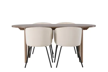 Andy Matgrupp 180 cm Oval med 4 Berit stolar - Beige - Products - Möbler - Bord & matgrupp - Matgrupp