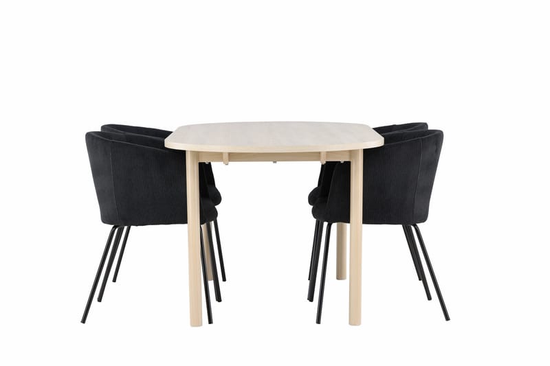 Andy Matgrupp 180 cm Oval med 4 Berit stolar - Whitewash/Svart - Products - Möbler - Bord & matgrupp - Matgrupp