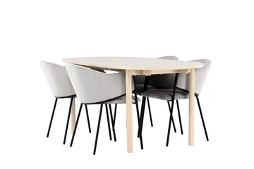 Andy Matgrupp 180 cm Oval med 4 Evelina stolar - Whitewash/Grå - Products - Möbler - Bord & matgrupp - Matgrupp