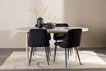 Andy Matgrupp 180 cm Oval med 4 Night stolar - Whitewash/Svart - Products - Möbler - Bord & matgrupp - Matgrupp
