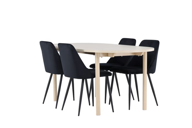 Andy Matgrupp 180 cm Oval med 4 Night stolar - Whitewash/Svart - Products - Möbler - Bord & matgrupp - Matgrupp