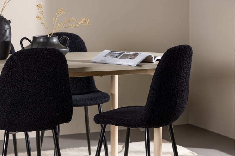 Andy Matgrupp 180 cm Oval med 4 Polar stolar - Whitewash/Svart - Products - Möbler - Bord & matgrupp - Matgrupp