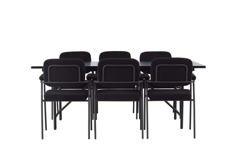 Astrid Matgrupp 200 cm Rektangulär med 6 Yesterday stolar, Svart