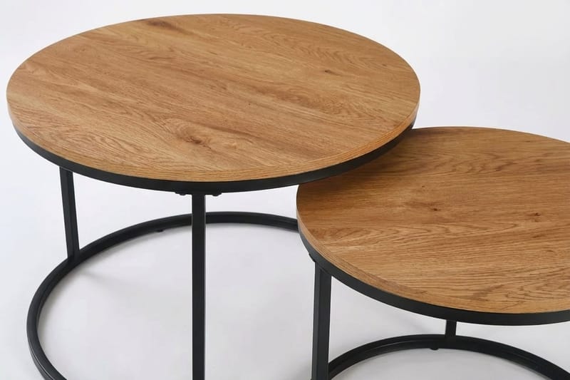 Alex Satsbord 76 cm Runt - Ek/Svart - Products - Möbler - Bord & matgrupp - Avlastningsbord & sidobord - Satsbord