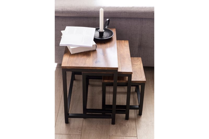 Aranza Satsbord 45 cm 3 Bord - Massivt Trä/Svart - Products - Möbler - Bord & matgrupp - Avlastningsbord & sidobord - Satsbord