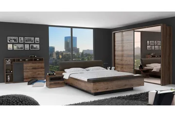 Cannop Sängbord 52 cm med Förvaring Låda + Hylla - Brun/Svart - Products - Möbler - Bord & matgrupp - Avlastningsbord & sidobord - Sängbord & nattduksbord