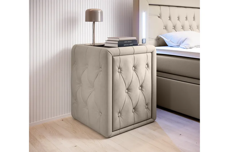 Franco Sängbord 58 cm med Förvaring Låda - Beige - Products - Möbler - Bord & matgrupp - Avlastningsbord & sidobord - Sängbord & nattduksbord