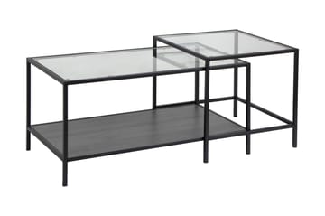 Hasslevik Satsbord 90 cm med Förvaring Hylla 2 Bord - Glas/Svart - Products - Möbler - Bord & matgrupp - Avlastningsbord & sidobord - Satsbord