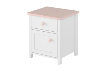 Hilts Sängbord Barn 42 cm med Förvaring Låda + Skåp Vit||Pink - Products - Möbler - Bord & matgrupp - Avlastningsbord & sidobord - S ängbord & nattduksbord