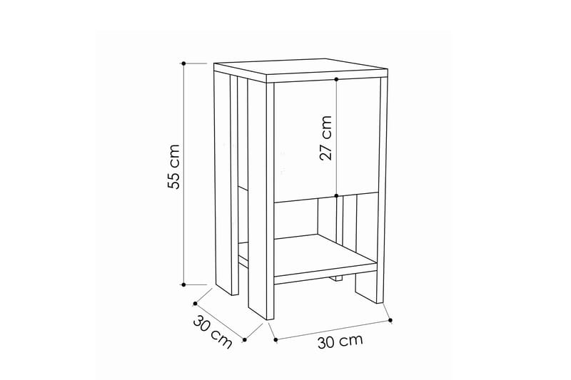 Homitis Sängbord 30 cm med Förvaring Hylla + Lucka - Ekfärg/Mörkgrå - Products - Möbler - Bord & matgrupp - Avlastningsbord & sidobord - Sängbord & nattduksbord
