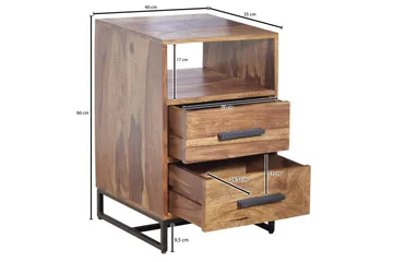 Sängbord Wohnling Massivt trä för kontinentalsängar med 2 lådor förvaringshylla lantlig stil - Products - Möbler - Bord & matgrupp - Avlastningsbord & sidobord - Sängbord & nattduksbord