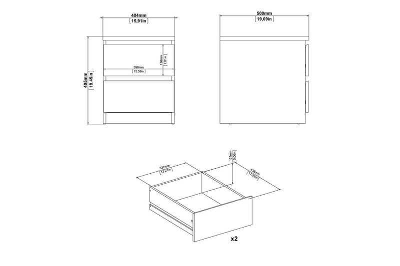 Salomns Sängbord 40,4 cm - Vit - Products - Möbler - Bord & matgrupp - Avlastningsbord & sidobord - Sängbord & nattduksbord