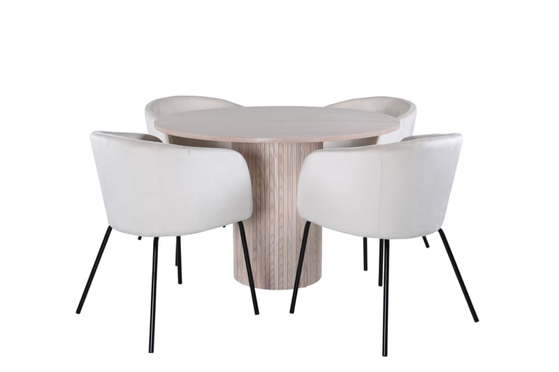 Bianca Matgrupp 110 cm Rund med 4 Berit stolar - Beige - Products - Möbler - Bord & matgrupp - Matgrupp