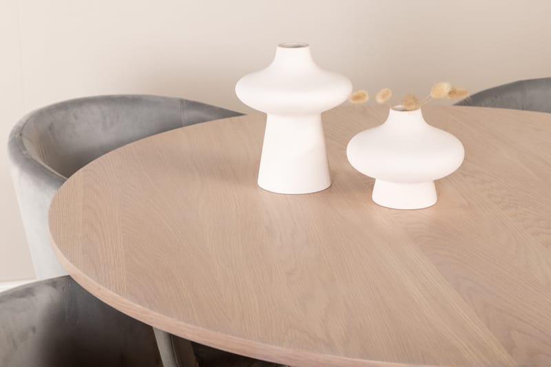 Bianca Matgrupp 110 cm Rund med 4 Berit stolar - Whitewash/Grå - Products - Möbler - Bord & matgrupp - Matgrupp