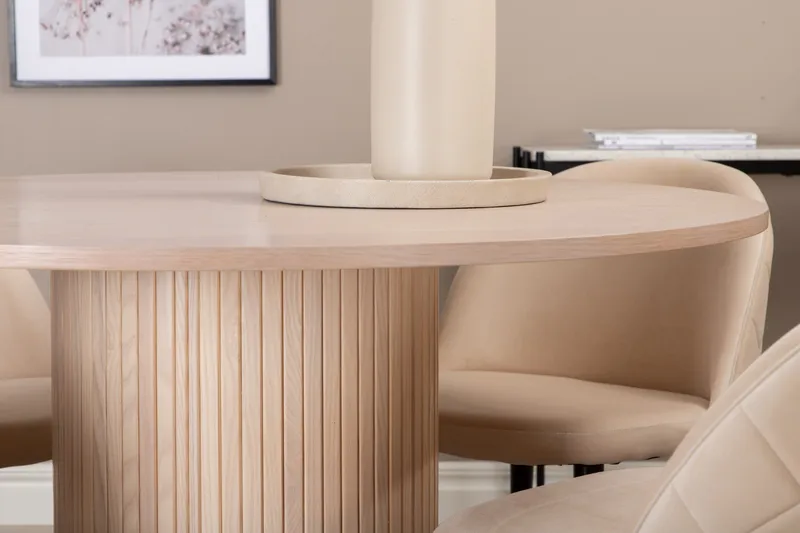 Bianca Matgrupp 110 cm Rund med 4 Velvet stolar - Svart - Products - Möbler - Bord & matgrupp - Matgrupp