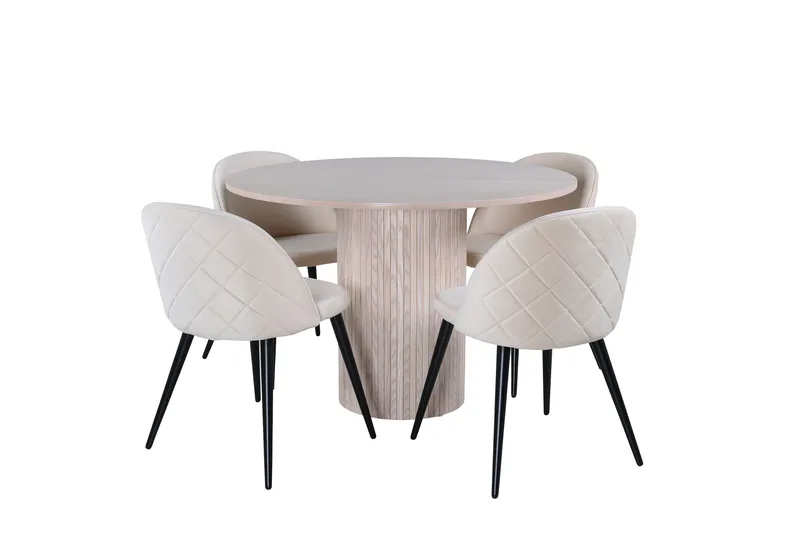 Bianca Matgrupp 110 cm Rund med 4 Velvet stolar, Svart