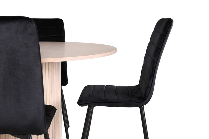 Bianca Matgrupp 110 cm Rund med 4 Windu Lyx stolar - Svart - Products - Möbler - Bord & matgrupp - Matgrupp