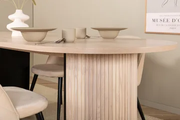 Bianca Matgrupp 200 cm Oval med 4 Velvet stolar - Beige - Products - Möbler - Bord & matgrupp - Matgrupp