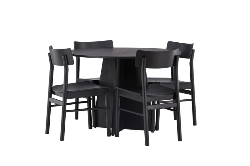 Bootcut Matgrupp + 4 stolar Rund - Svart - Products - Möbler - Bord & matgrupp - Matgrupp