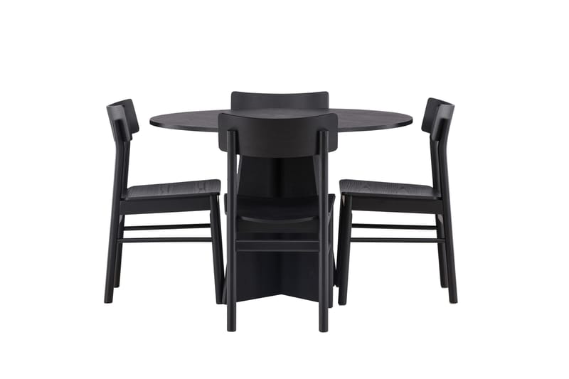 Bootcut Matgrupp + 4 stolar Rund - Svart - Products - Möbler - Bord & matgrupp - Matgrupp