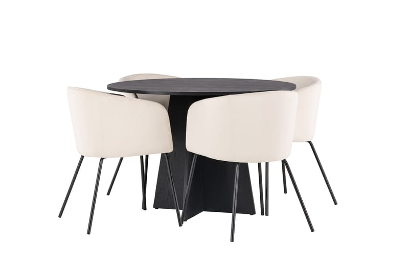 Bootcut Matgrupp 110 cm Rund med 4 Berit stolar - Beige - Products - Möbler - Bord & matgrupp - Matgrupp