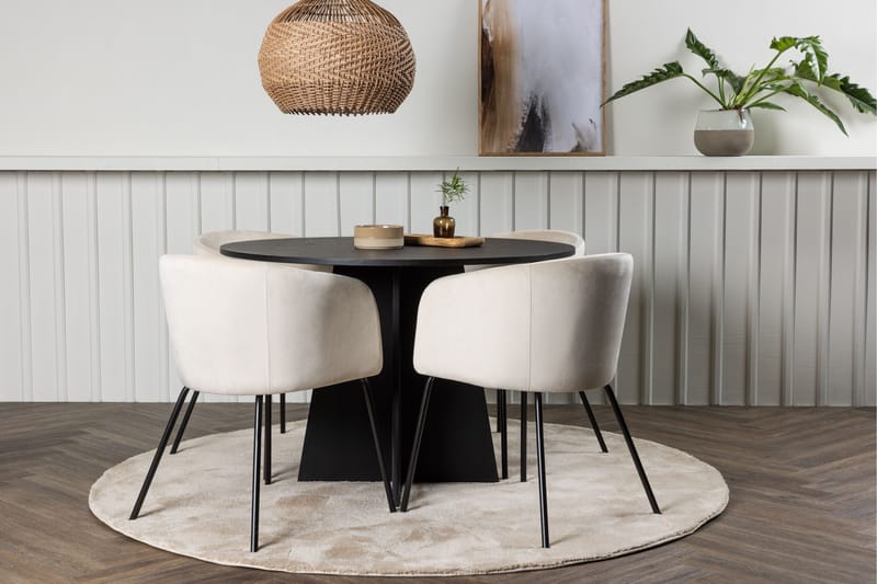 Bootcut Matgrupp 110 cm Rund med 4 Berit stolar - Beige - Products - Möbler - Bord & matgrupp - Matgrupp