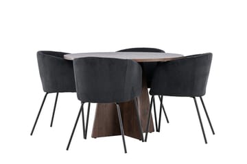 Bootcut Matgrupp 110 cm Rund med 4 Berit stolar - Mocca/Svart - Products - Möbler - Bord & matgrupp - Matgrupp