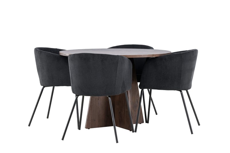 Bootcut Matgrupp 110 cm Rund med 4 Berit stolar - Mocca/Svart - Products - Möbler - Bord & matgrupp - Matgrupp