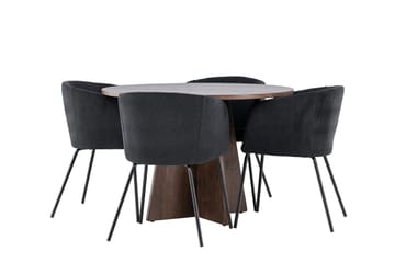 Bootcut Matgrupp 110 cm Rund med 4 Berit stolar - Mocca/Svart - Products - Möbler - Bord & matgrupp - Matgrupp