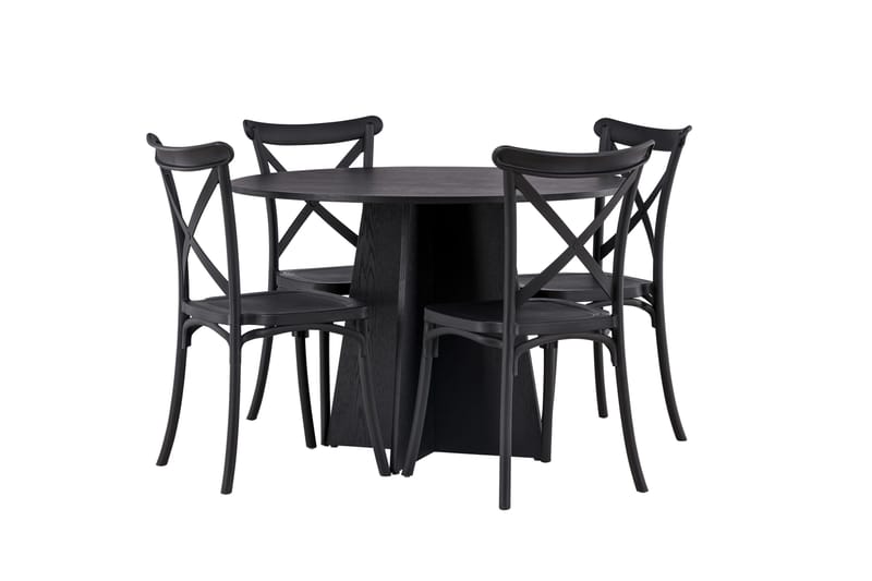 Bootcut Matgrupp 110 cm Rund med 4 Crosett stolar - Svart - Products - Möbler - Bord & matgrupp - Matgrupp