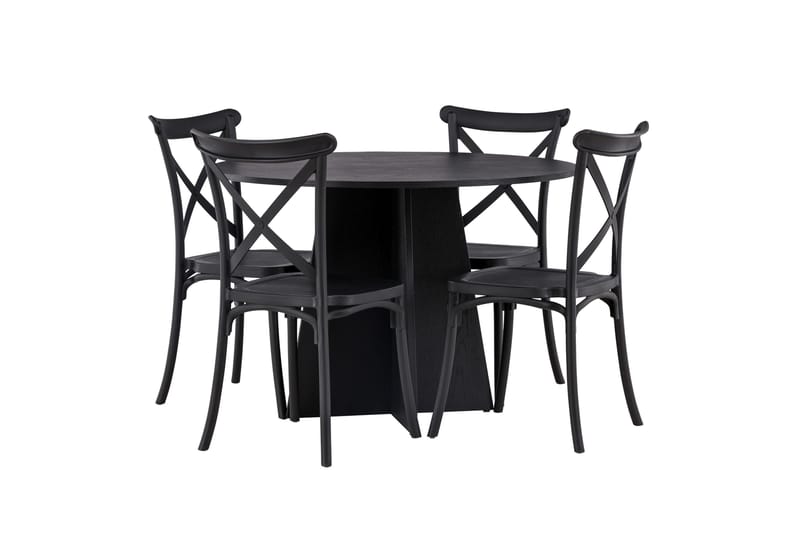 Bootcut Matgrupp 110 cm Rund med 4 Crosett stolar - Svart - Products - Möbler - Bord & matgrupp - Matgrupp