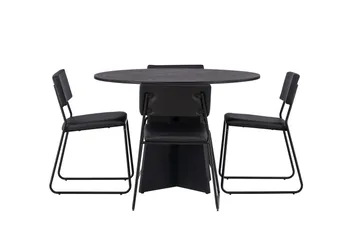 Bootcut Matgrupp 110 cm Rund med 4 Kenth Stolar - Svart - Products - Möbler - Bord & matgrupp - Matgrupp