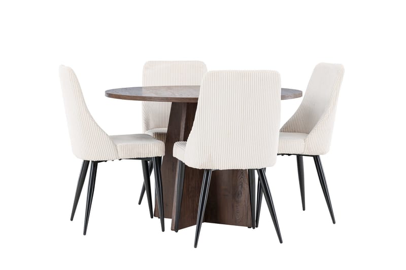 Bootcut Matgrupp 110 cm Rund med 4 Leone stolar - Mocca/Beige - Products - Möbler - Bord & matgrupp - Matgrupp