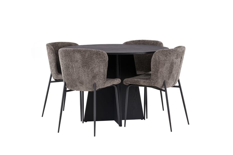 Bootcut Matgrupp 110 cm Rund med 4 Modesto stolar - Beige - Products - Möbler - Bord & matgrupp - Matgrupp