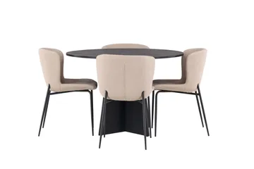 Bootcut Matgrupp 110 cm Rund med 4 Modesto stolar - Svart - Products - Möbler - Bord & matgrupp - Matgrupp