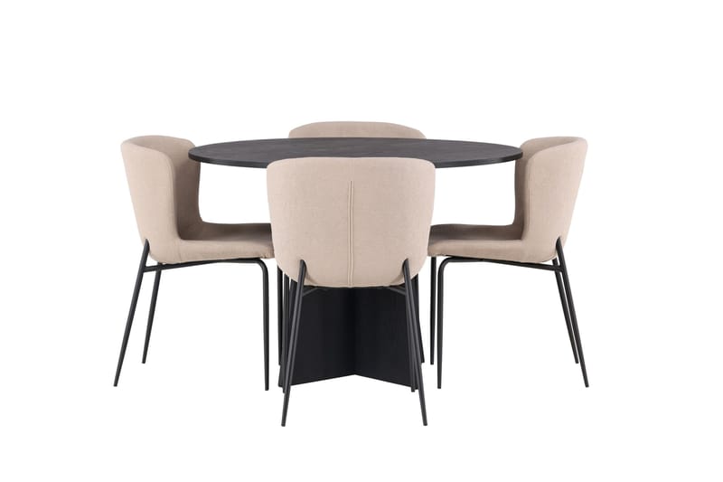 Bootcut Matgrupp 110 cm Rund med 4 Modesto stolar - Svart - Products - Möbler - Bord & matgrupp - Matgrupp