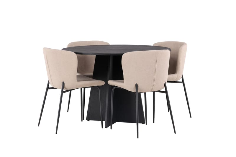 Bootcut Matgrupp 110 cm Rund med 4 Modesto stolar - Svart - Products - Möbler - Bord & matgrupp - Matgrupp