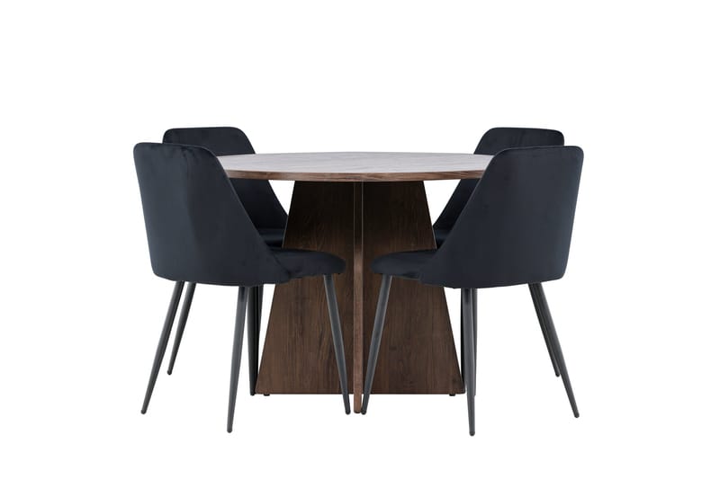 Bootcut Matgrupp 110 cm Rund med 4 Night stolar - Mocca/Svart - Products - Möbler - Bord & matgrupp - Matgrupp