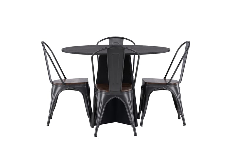 Bootcut Matgrupp 110 cm Rund med 4 Tempe stolar - Svart - Products - Möbler - Bord & matgrupp - Matgrupp