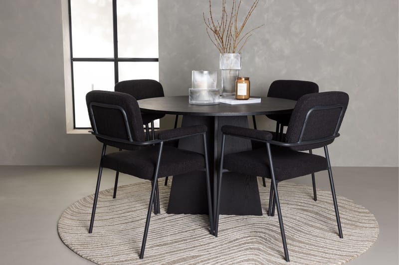 Bootcut Matgrupp 110 cm Rund med 4 Yesterday stolar - Svart - Products - Möbler - Bord & matgrupp - Matgrupp