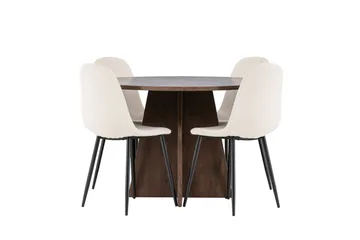 Bootcut Matgrupp 110 cm Rund med 4 Polar stolar - Mocca/Beige - Products - Möbler - Bord & matgrupp - Matgrupp