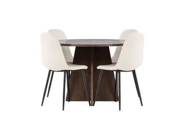 Bootcut Matgrupp 110 cm Rund med 4 Polar stolar - Mocca/Beige - Products - Möbler - Bord & matgrupp - Matgrupp