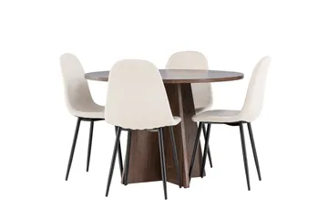 Bootcut Matgrupp 110 cm Rund med 4 Polar stolar - Mocca/Beige - Products - Möbler - Bord & matgrupp - Matgrupp