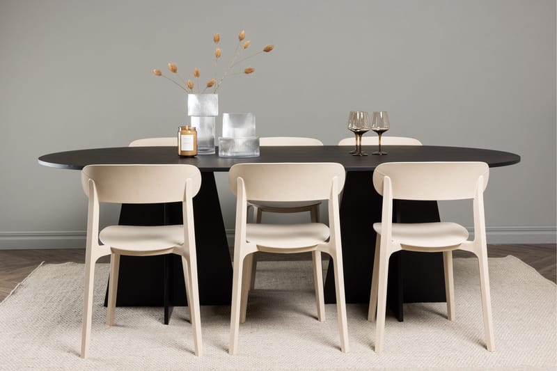 Bootcut Matgrupp 230 cm Oval med 6 Åstol stolar - Svart - Products - Möbler - Bord & matgrupp - Matgrupp