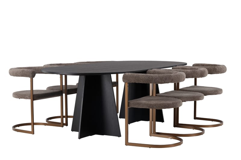 Bootcut Matgrupp 230 cm Oval med 6 Morning stolar - Brun - Products - Möbler - Bord & matgrupp - Matgrupp